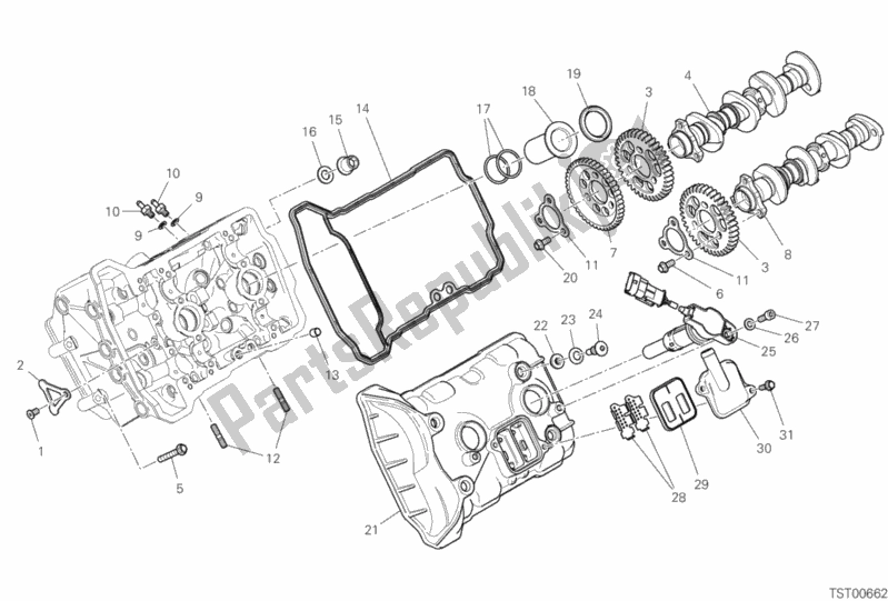 All parts for the Front Head - Timing System of the Ducati Superbike Panigale 25 Anniversario 916 1100 2020